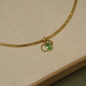 PINGENTE ESMERALDA, SAFIRA ROSA, TURMALINA E DIAMANTE EM OURO AMARELO
