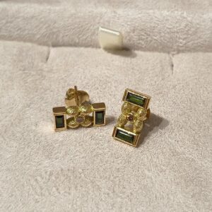 BRINCO TURMALINA VERDE E DIAMANTE BROWN